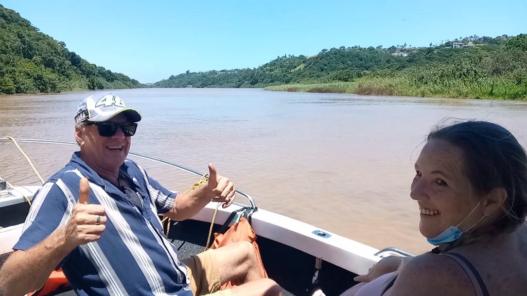 Cruising between the party venue and base at the Umzimkulu Marina